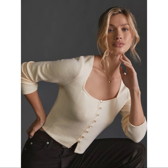 Anthropologie Pilcro square neck cropped cardigan - Picture 4 of 4